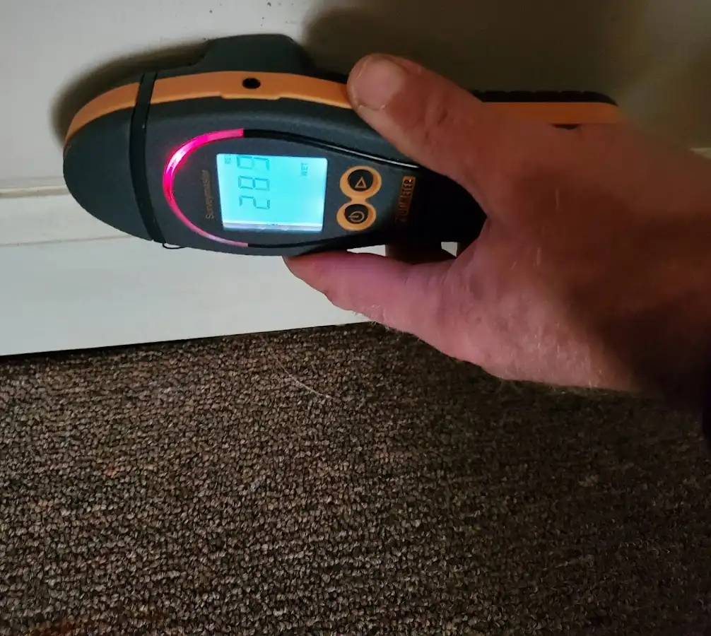 Moisture detection at baseboard during Burst Pipe Cleanup in Orland Park